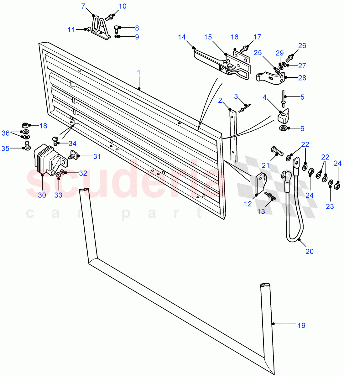 Tailgate And Related Parts (High Capacity Pick Up, 110" Wheelbase, Crew Cab HCPU, 130" Wheelbase) ((V) FROM7A000001) of Land Rover Land Rover Defender (2007-2016)