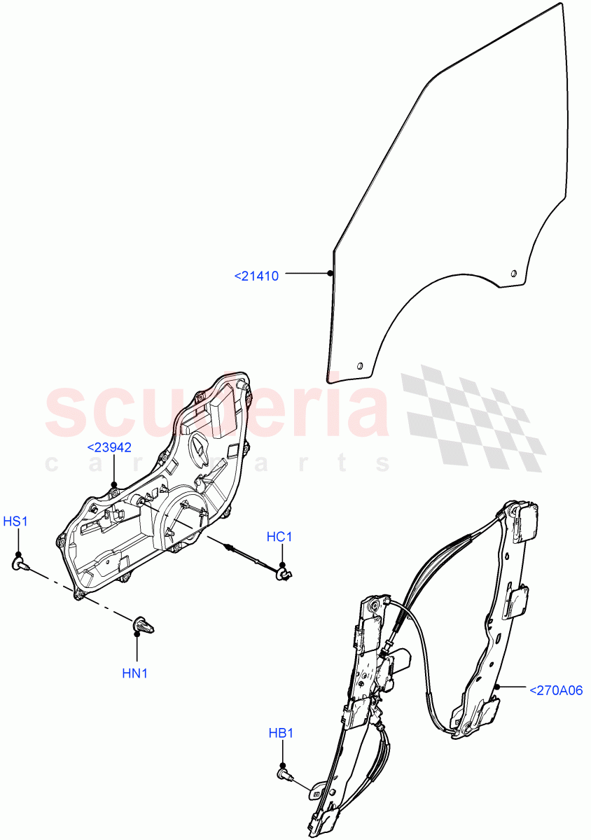 Front Door Glass & Window Controls (Itatiaia (Brazil)) of Land Rover Land Rover Range Rover Evoque (2019+) [1.5 I3 Turbo Petrol AJ20P3]