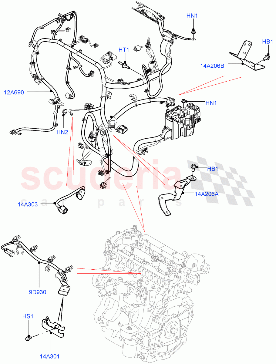 Electrical Wiring - Engine And Dash (Engine) (2.0L 16V TIVCT T/C 240PS Petrol, Changsu (China)) ((V) FROMEG000001) of Land Rover Land Rover Range Rover Evoque (2012-2018) [2.0 Turbo Diesel]