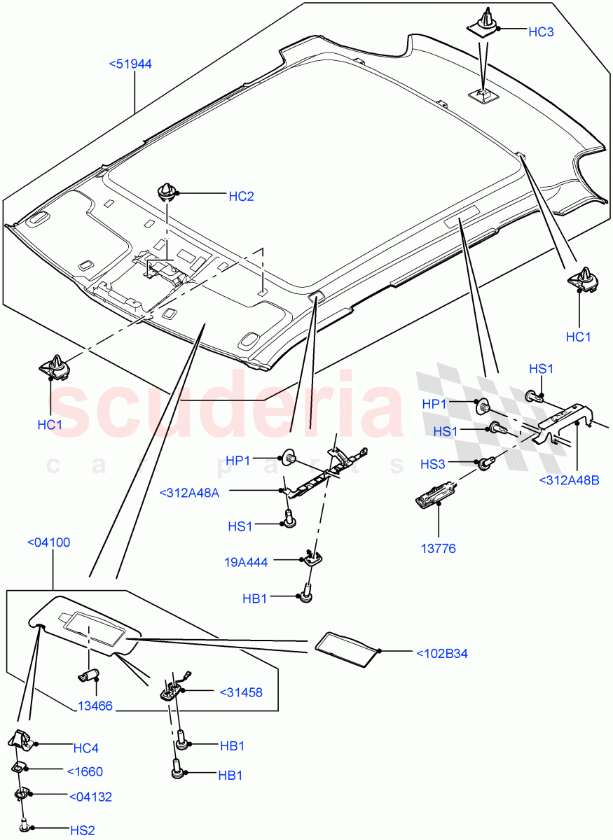 Headlining And Sun Visors (Itatiaia (Brazil)) ((V) FROMGT000001) of Land Rover Land Rover Range Rover Evoque (2012-2018) [2.2 Single Turbo Diesel]