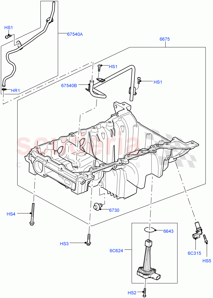 Oil Pan/Oil Level Indicator (5.0L OHC SGDI SC V8 Petrol - AJ133, 5.0 Petrol AJ133 DOHC CDA, 5.0L P AJ133 DOHC CDA S/C Enhanced) of Land Rover Land Rover Range Rover (2012-2021) [5.0 OHC SGDI SC V8 Petrol]