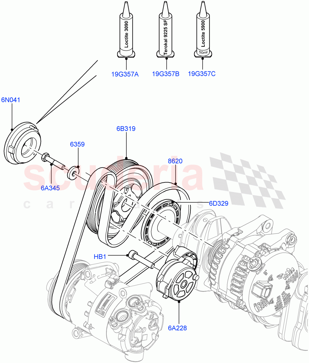 Pulleys And Drive Belts (2.2L CR DI 16V Diesel) of Land Rover Land Rover Range Rover Evoque (2012-2018) [2.2 Single Turbo Diesel]