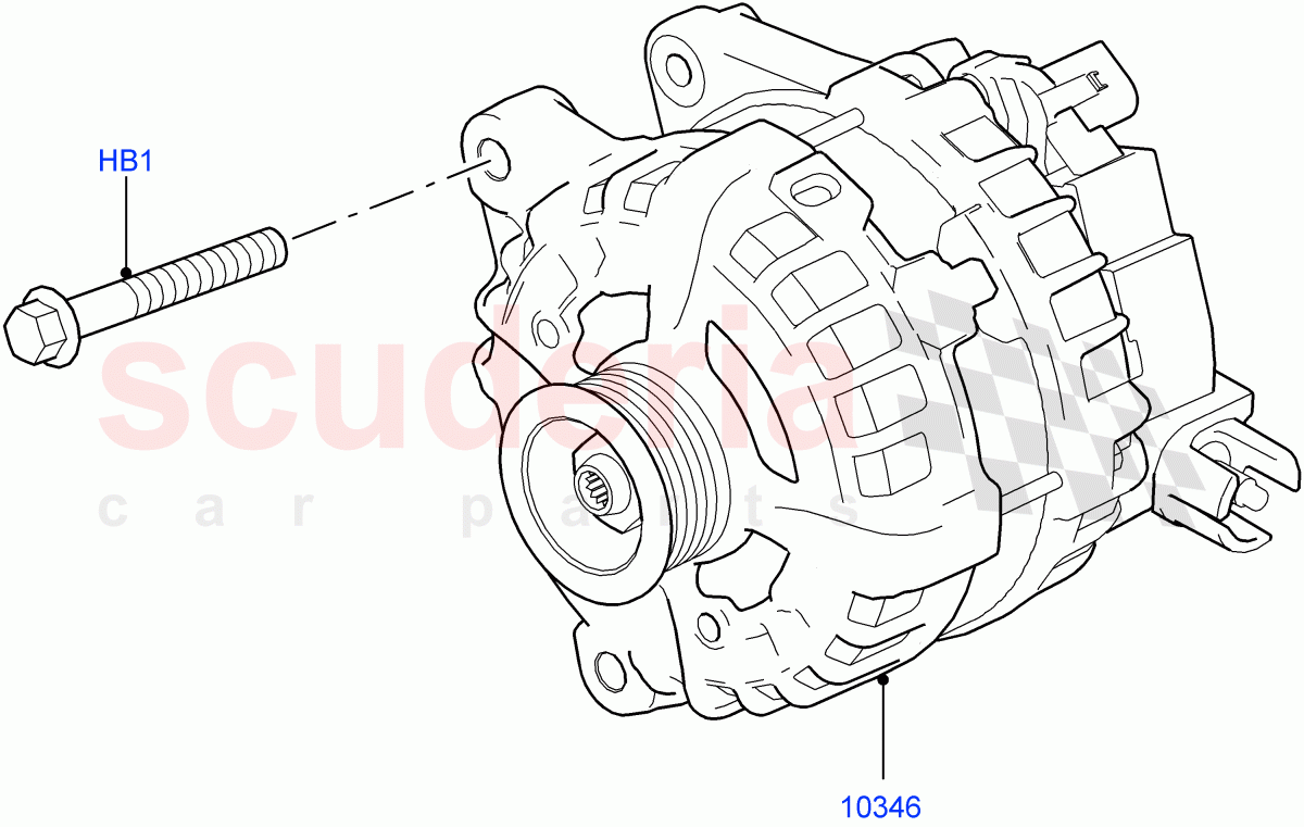 Alternator And Mountings (Solihull Plant Build) (2.0L I4 DSL MID DOHC AJ200, 2.0L I4 High DOHC AJ200 Petrol, 2.0L I4 DSL HIGH DOHC AJ200) ((V) FROMHA000001) of Land Rover Land Rover Discovery 5 (2017+) [3.0 I6 Turbo Diesel AJ20D6]