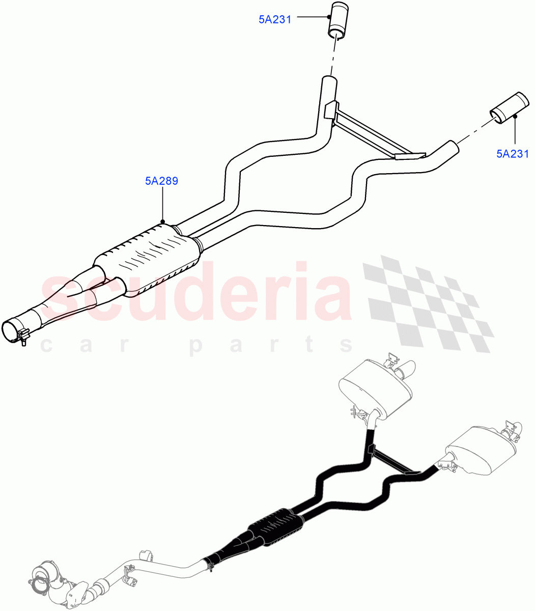 Exhaust System (Middle Section) (2.0L 16V TIVCT T/C 240PS Petrol) of Land Rover Land Rover Range Rover (2012-2021) [2.0 Turbo Petrol GTDI]