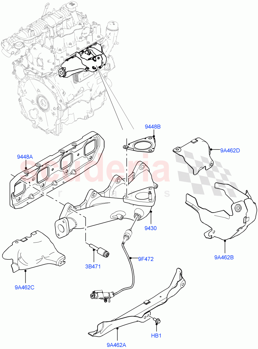 Exhaust Manifold (2.0L I4 DSL MID DOHC AJ200, Itatiaia (Brazil)) ((V) FROMGT000001) of Land Rover Land Rover Range Rover Evoque (2012-2018) [2.0 Turbo Diesel]