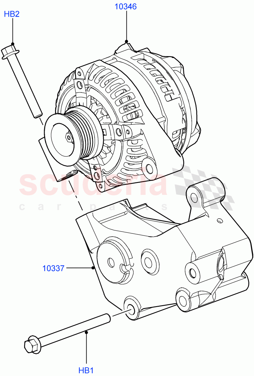 Alternator And Mountings (Cologne V6 4.0 EFI (SOHC)) ((V) FROMAA000001) of Land Rover Land Rover Discovery 4 (2010-2016) [3.0 DOHC GDI SC V6 Petrol]