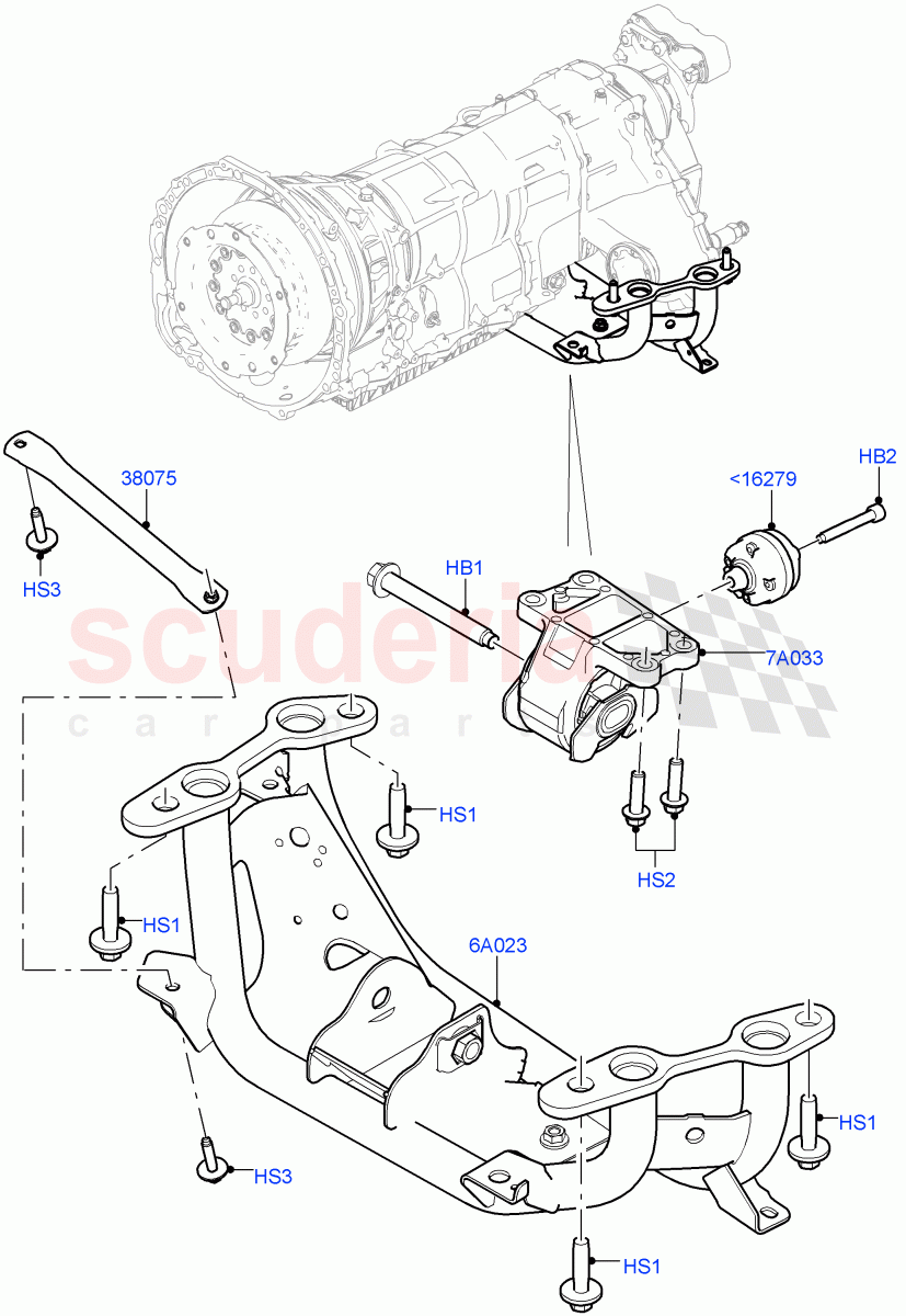 Transmission Mounting (2.0L 16V TIVCT T/C 240PS Petrol) ((V) FROMFA000001) of Land Rover Land Rover Range Rover (2012-2021) [3.0 I6 Turbo Diesel AJ20D6]