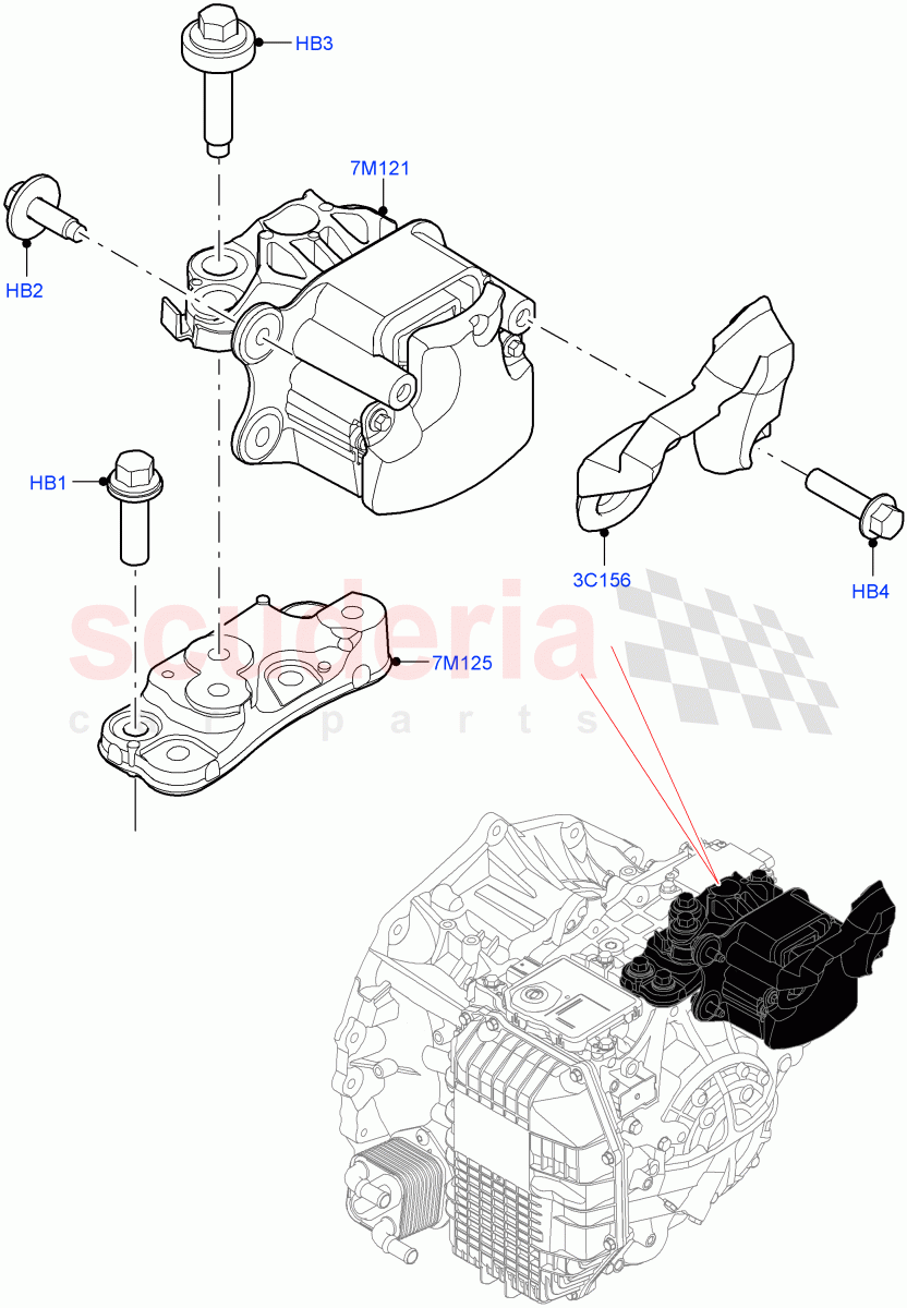 Transmission Mounting (1.5L AJ20P3 Petrol High PHEV, 8 Speed Automatic Trans 8G30, Halewood (UK), 1.5L AJ20P3 Petrol High) ((V) FROMLH000001) of Land Rover Land Rover Discovery Sport (2015+) [1.5 I3 Turbo Petrol AJ20P3]