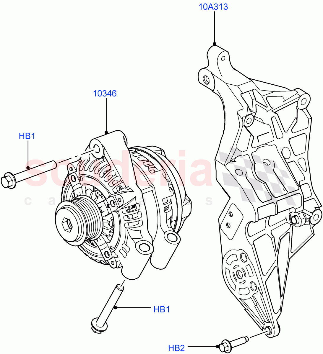 Alternator And Mountings (3.0L 24V DOHC V6 TC Diesel) ((V) FROMAA000001) of Land Rover Land Rover Range Rover Sport (2010-2013) [5.0 OHC SGDI NA V8 Petrol]