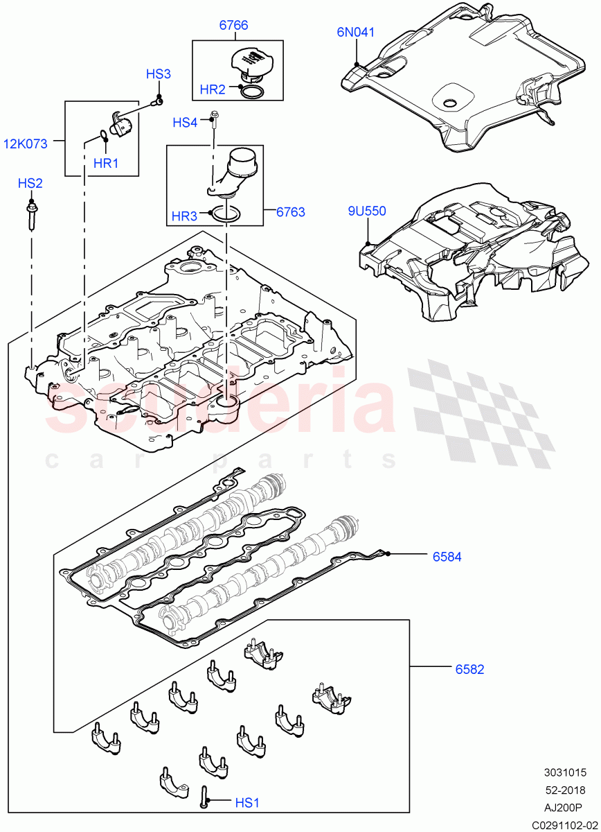 Cylinder Head Cover (Nitra Plant Build) (2.0L I4 High DOHC AJ200 Petrol, 2.0L AJ200P Hi PHEV) ((V) FROMK2000001) of Land Rover Land Rover Discovery 5 (2017+) [2.0 Turbo Petrol AJ200P]