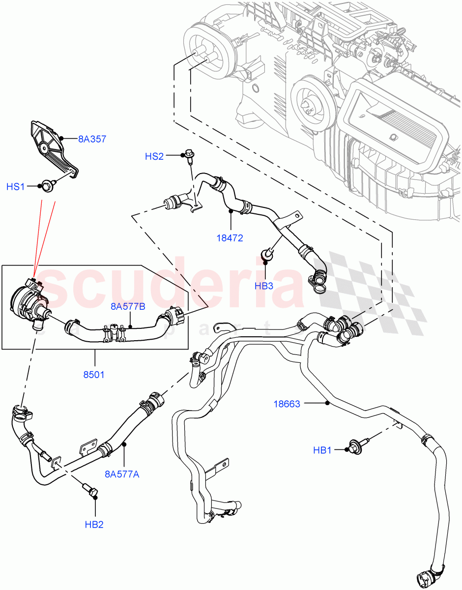 Heater Hoses (3.0L AJ20P6 Petrol High, Less Heater, Premium Air Conditioning-Front/Rear, With Ptc Heater) ((V) FROMP2000001) of Land Rover Land Rover Defender (2020+) [2.0 Turbo Diesel]