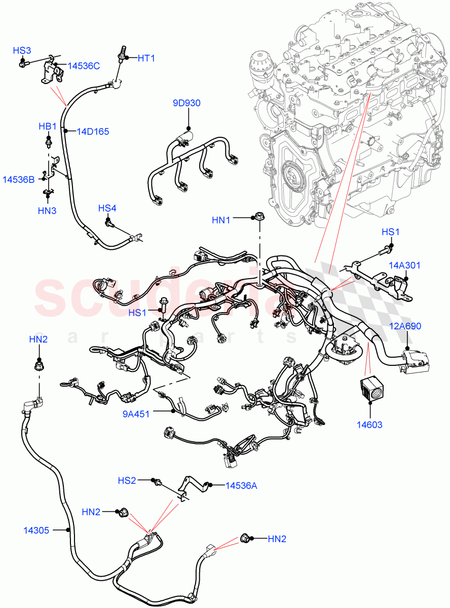 Engine Harness (2.0L I4 High DOHC AJ200 Petrol) of Land Rover Land Rover Defender (2020+) [2.0 Turbo Petrol AJ200P]