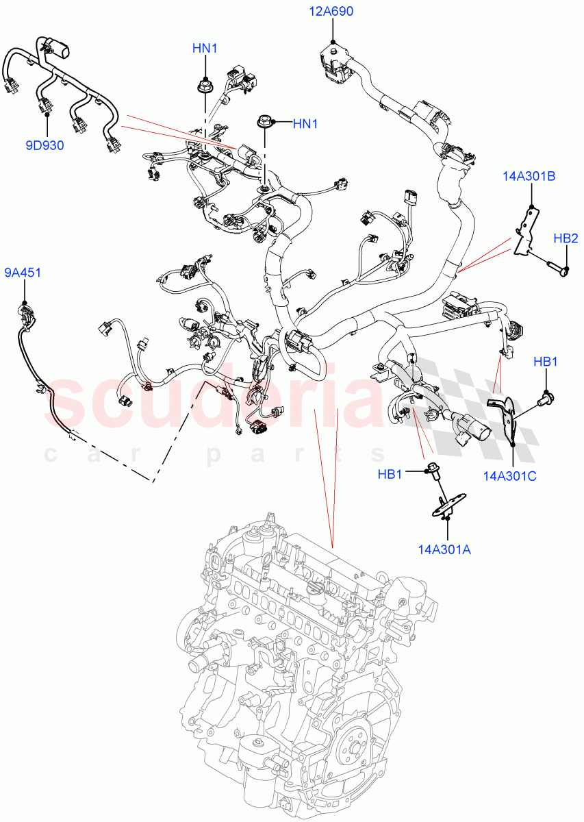 Electrical Wiring - Engine And Dash (Engine) (2.0L I4 High DOHC AJ200 Petrol, Halewood (UK), 2.0L I4 Mid DOHC AJ200 Petrol, 2.0L I4 Mid AJ200 Petrol E100) ((V) FROMJH000001) of Land Rover Land Rover Discovery Sport (2015+) [2.0 Turbo Diesel]