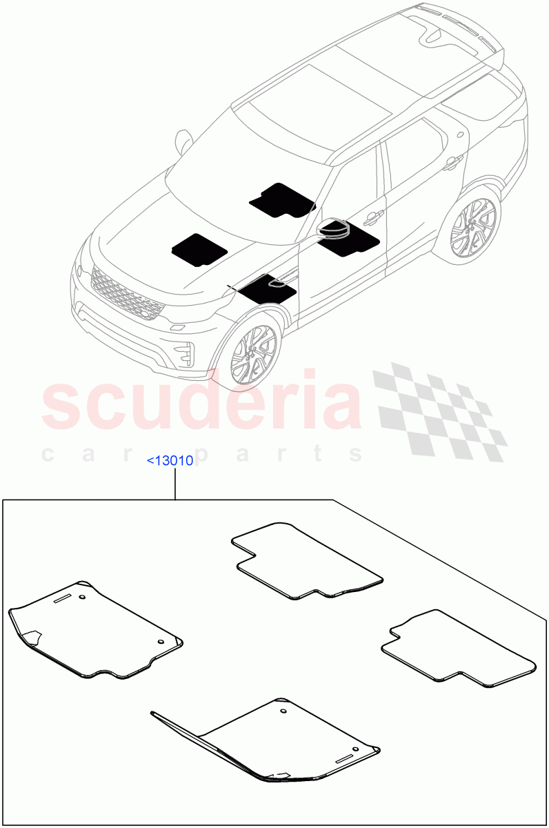 Floor Mats (Solihull Plant Build, Nitra Plant Build) of Land Rover Land Rover Discovery 5 (2017+) [3.0 I6 Turbo Petrol AJ20P6]