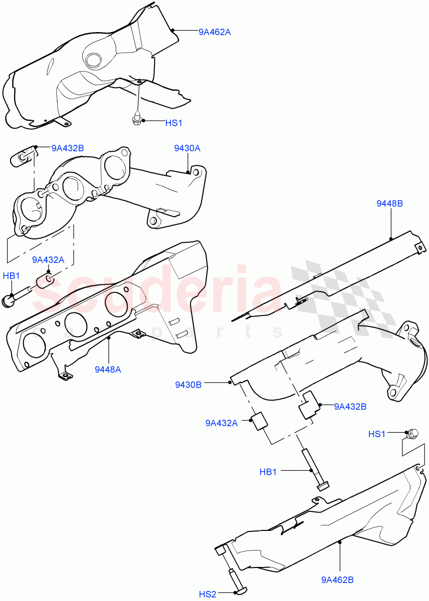 Exhaust Manifold (3.0L DOHC GDI SC V6 PETROL) ((V) TOJA999999) of Land Rover Land Rover Range Rover Velar (2017+) [3.0 DOHC GDI SC V6 Petrol]