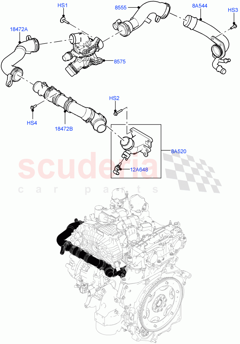Thermostat/Housing & Related Parts (1.5L AJ20P3 Petrol High, Changsu (China), 1.5L AJ20P3 Petrol High PHEV) of Land Rover Land Rover Discovery Sport (2015+) [1.5 I3 Turbo Petrol AJ20P3]