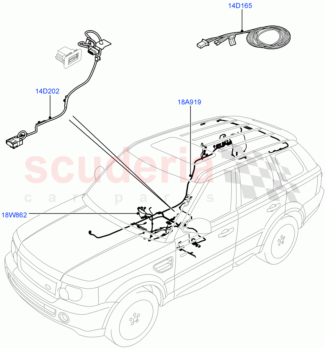 Electrical Wiring - Body And Rear (Audio/Navigation/Entertainment) ((V) FROMBA000001, (V) TOBA999999) of Land Rover Land Rover Range Rover Sport (2010-2013) [5.0 OHC SGDI SC V8 Petrol]