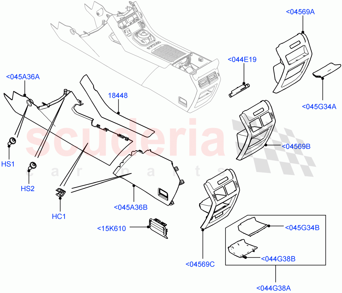 Console - Floor (Trim Side, External Components) (Halewood (UK)) of Land Rover Land Rover Range Rover Evoque (2012-2018) [2.0 Turbo Petrol GTDI]