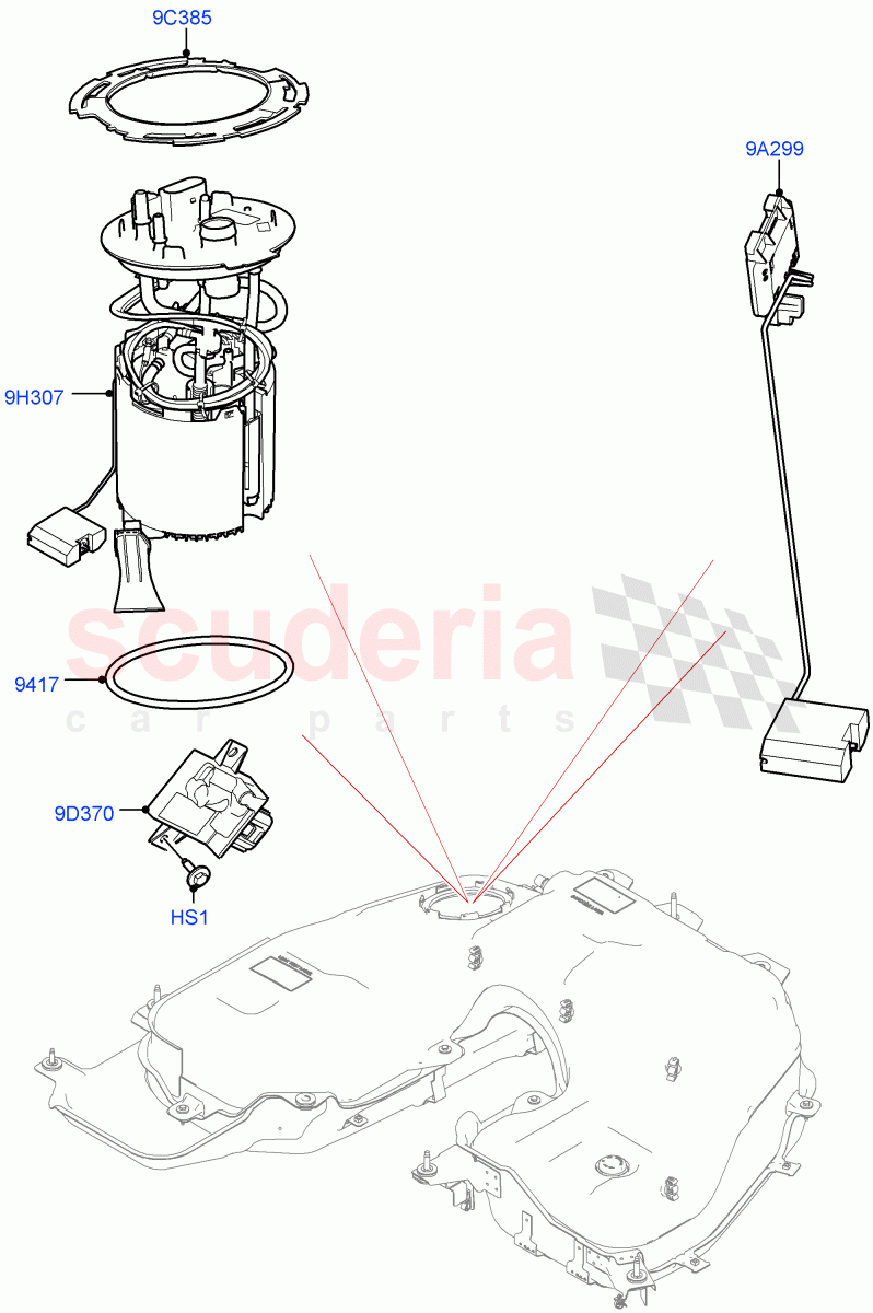 Fuel Pump And Sender Unit (Nitra Plant Build) (3.0L DOHC GDI SC V6 PETROL) ((V) FROMK2000001) of Land Rover Land Rover Discovery 5 (2017+) [3.0 DOHC GDI SC V6 Petrol]