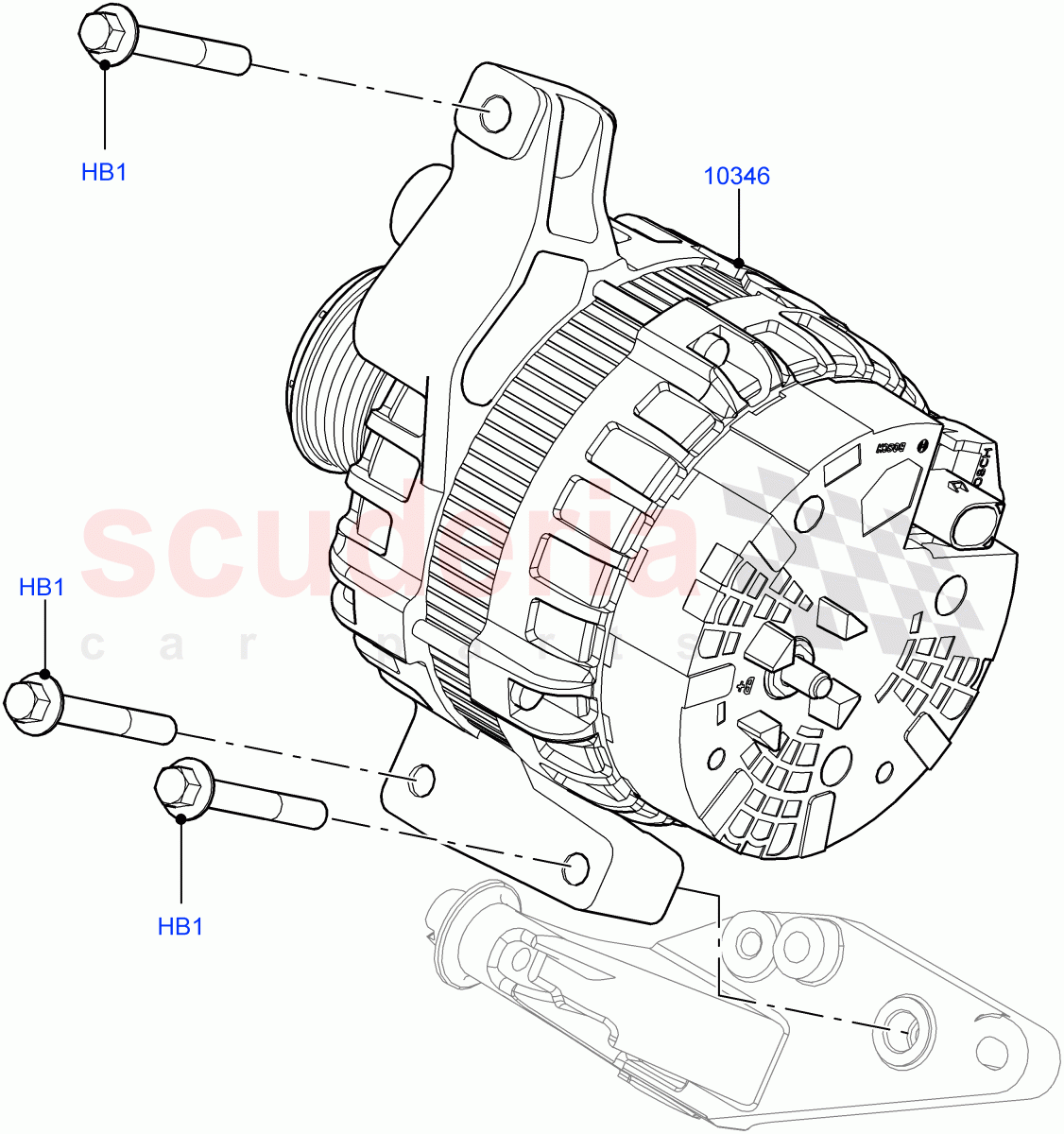 Alternator And Mountings (2.0L 16V TIVCT T/C 240PS Petrol, Itatiaia (Brazil)) ((V) FROMGT000001) of Land Rover Land Rover Range Rover Evoque (2012-2018) [2.0 Turbo Diesel]