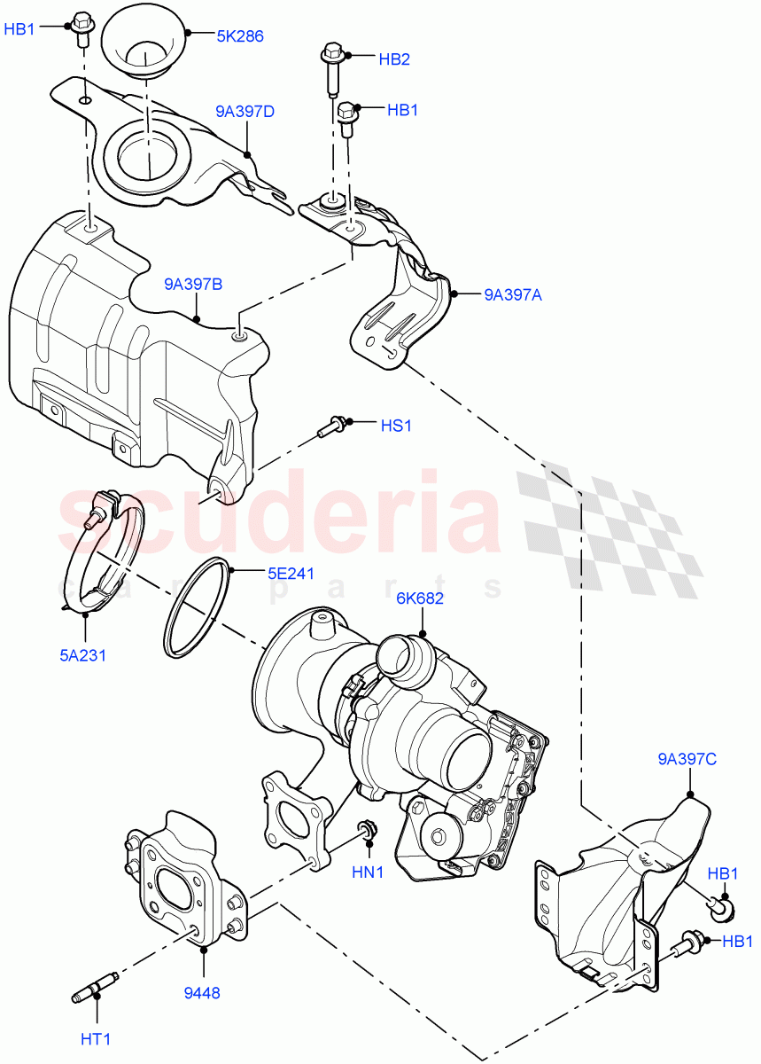 Turbocharger (1.5L AJ20P3 Petrol High PHEV, Halewood (UK), 1.5L AJ20P3 Petrol High) ((V) FROMLH000001) of Land Rover Land Rover Range Rover Evoque (2019+) [1.5 I3 Turbo Petrol AJ20P3]