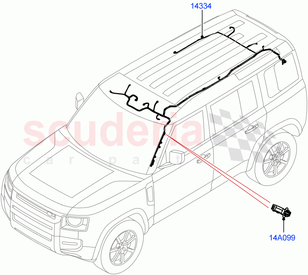 Electrical Wiring - Body And Rear (Roof) ((V) TON2999999) of Land Rover Land Rover Defender (2020+) [5.0 OHC SGDI SC V8 Petrol]
