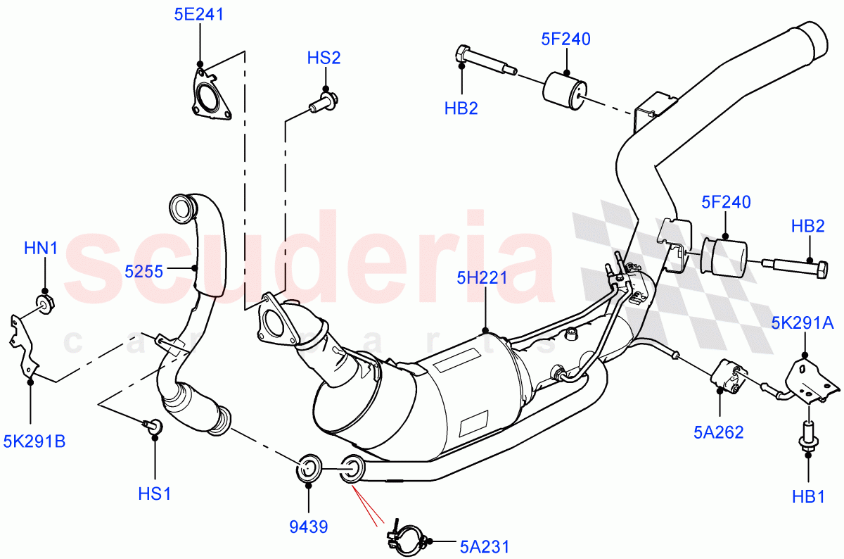Front Exhaust System (3.0 V6 D Gen2 Mono Turbo, Proconve L6 Emissions, Stage V Plus DPF) ((V) FROMFA000001) of Land Rover Land Rover Range Rover (2012-2021) [3.0 Diesel 24V DOHC TC]