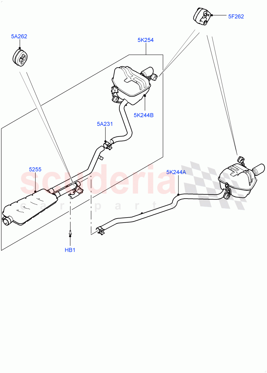 Exhaust System (Rear Section) (2.0L 16V TIVCT T/C 240PS Petrol, Changsu (China), With Tool Kit, With 7 Seat Configuration) ((V) FROMFG000001) of Land Rover Land Rover Discovery Sport (2015+) [2.0 Turbo Petrol GTDI]