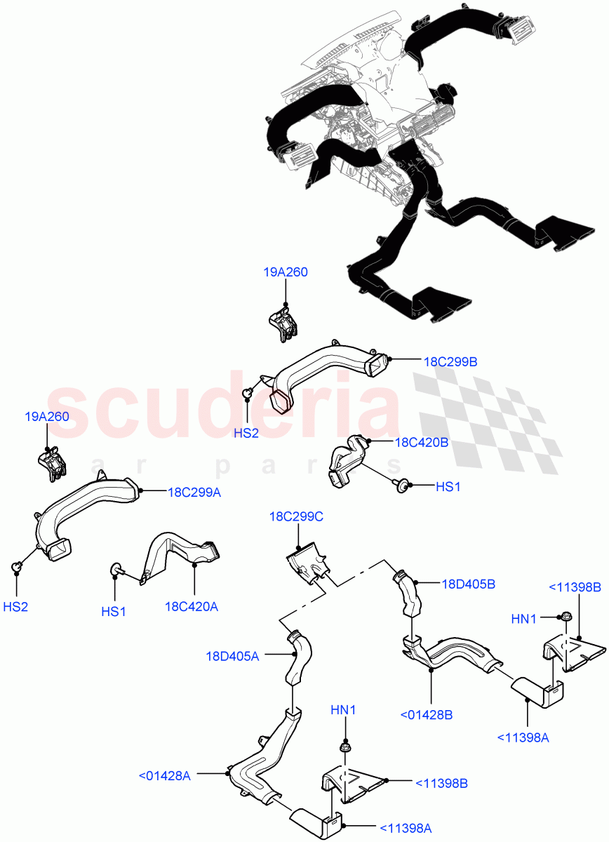 Air Vents, Louvres And Ducts (Internal Components) (Itatiaia (Brazil), Less Head Up Display) ((V) FROMGT000001) of Land Rover Land Rover Discovery Sport (2015+) [2.0 Turbo Petrol GTDI]