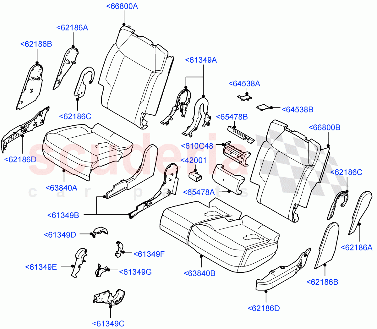Rear Seat Pads/Valances & Heating (Pads/Valances) (With 60/40 Power Fold Thru Rr Seat, 60/40 Load Through With Slide) of Land Rover Land Rover Range Rover (2022+) [3.0 I6 Turbo Petrol AJ20P6]
