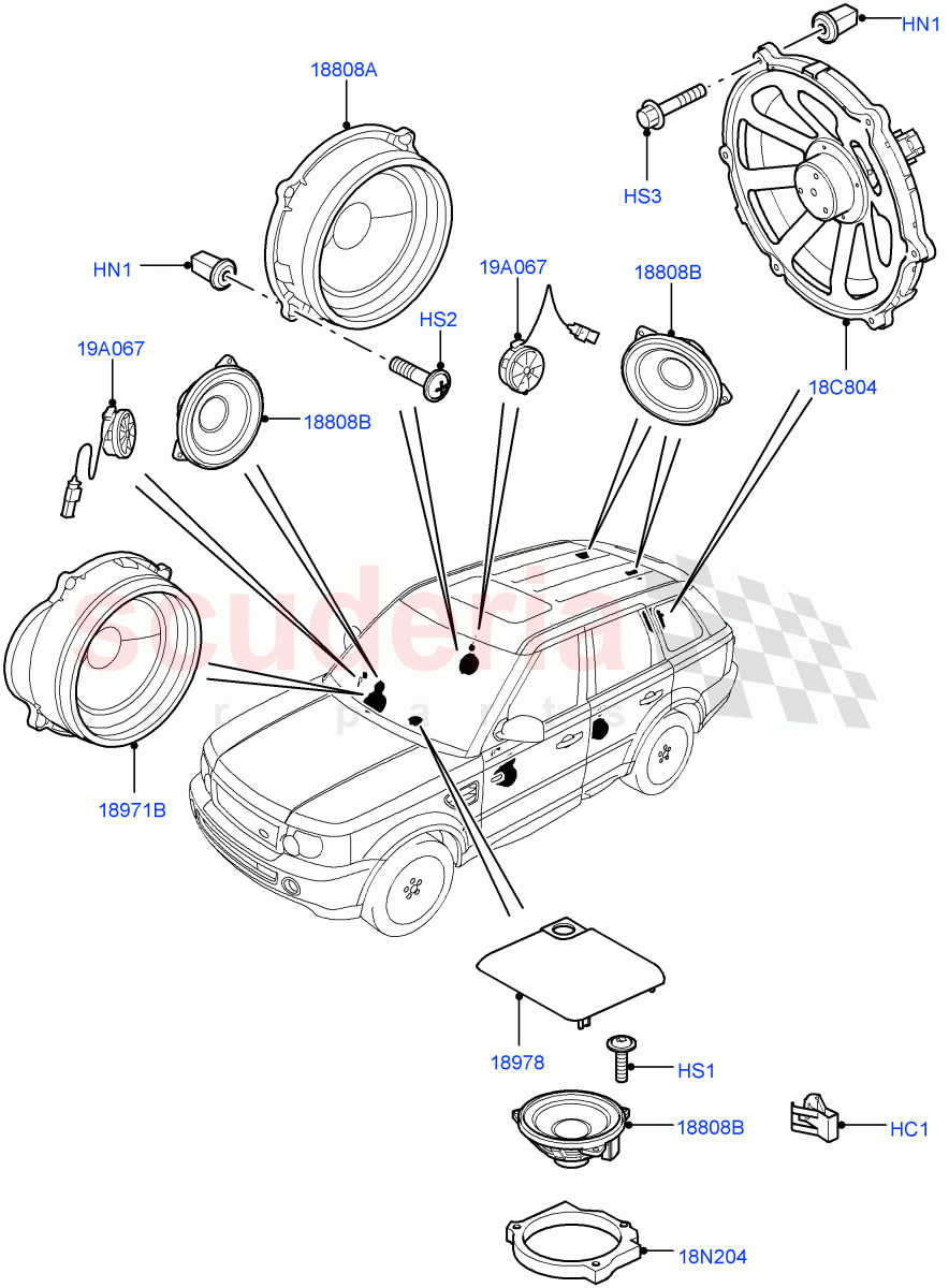 Speakers ((V) TO9A999999) of Land Rover Land Rover Range Rover Sport (2005-2009) [4.2 Petrol V8 Supercharged]