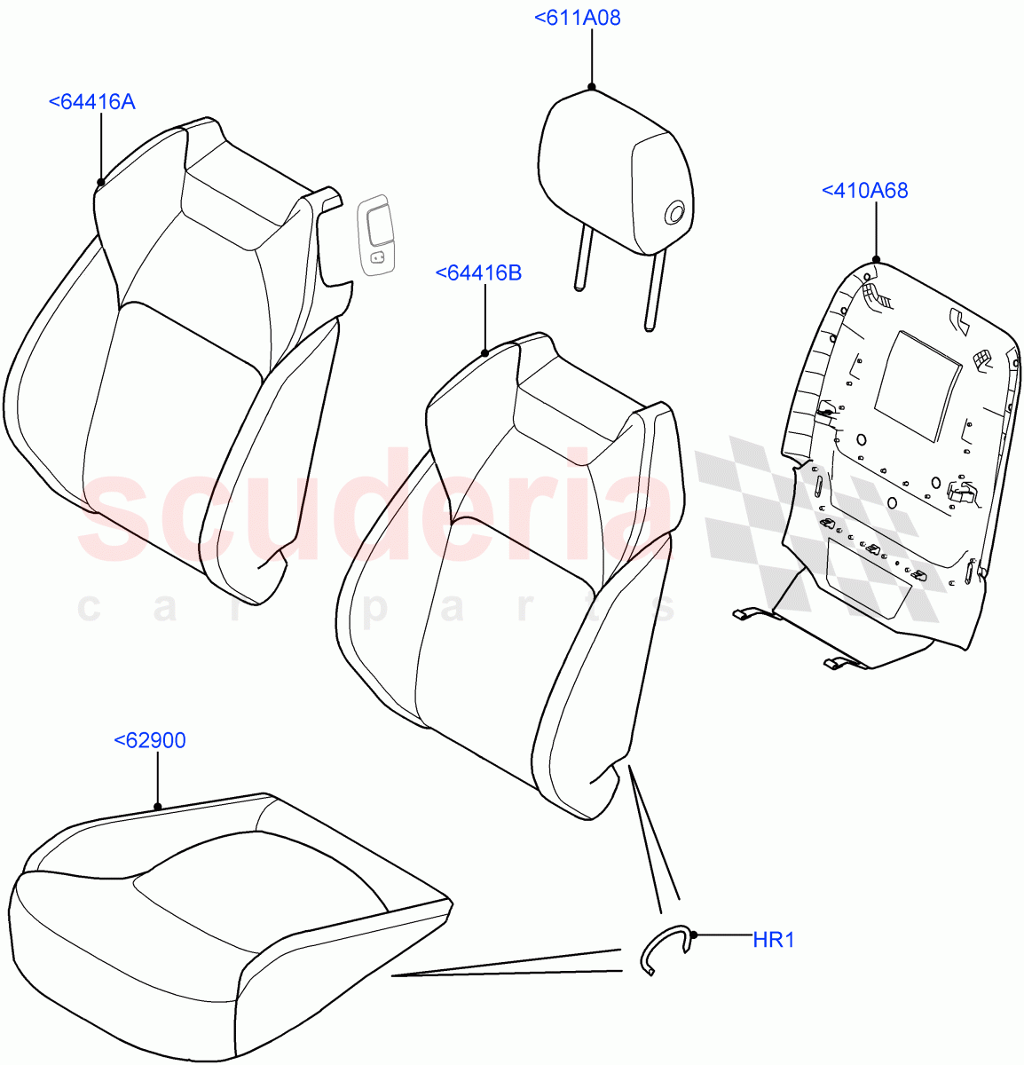 Front Seat Covers (Grained Cloth, Halewood (UK)) ((V) FROMGH000001) of Land Rover Land Rover Range Rover Evoque (2012-2018) [2.0 Turbo Petrol AJ200P]