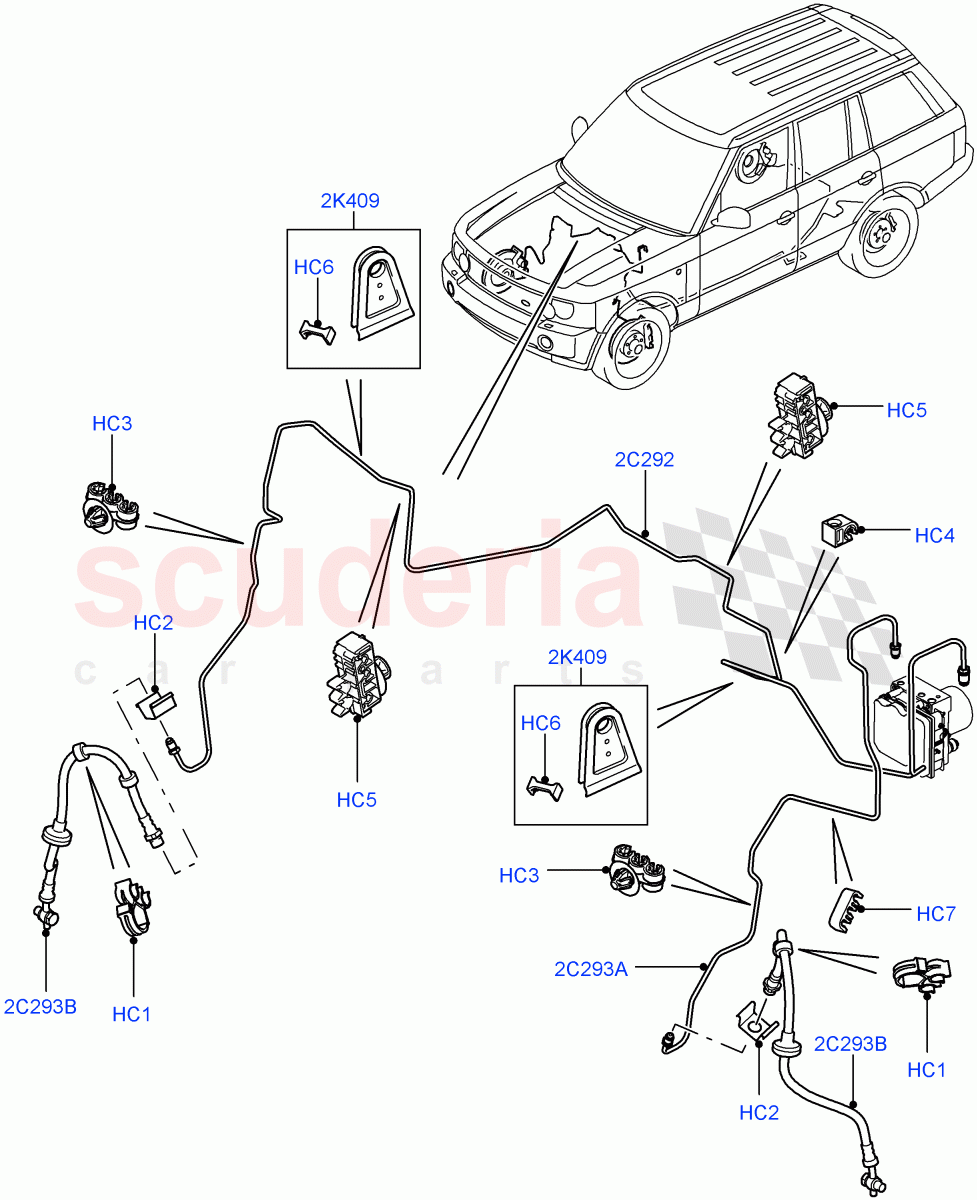 Front Brake Pipes (LHD) ((V) FROMAA000001) of Land Rover Land Rover Range Rover (2010-2012) [5.0 OHC SGDI SC V8 Petrol]