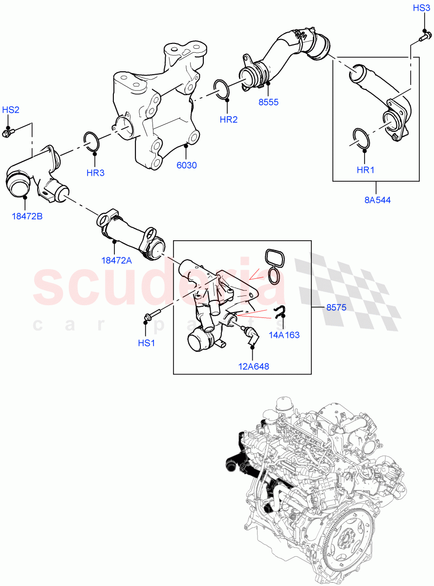 Thermostat/Housing & Related Parts (2.0L AJ21D4 Diesel Mid, Halewood (UK)) ((V) FROMMH000001) of Land Rover Land Rover Range Rover Evoque (2019+) [2.0 Turbo Diesel AJ21D4]