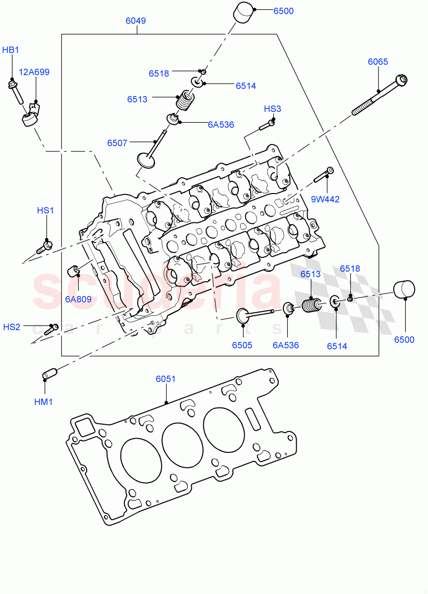 Cylinder Head (Solihull Plant Build) (3.0L DOHC GDI SC V6 PETROL) ((V) FROMEA000001) of Land Rover Land Rover Discovery 4 (2010-2016) [3.0 DOHC GDI SC V6 Petrol]