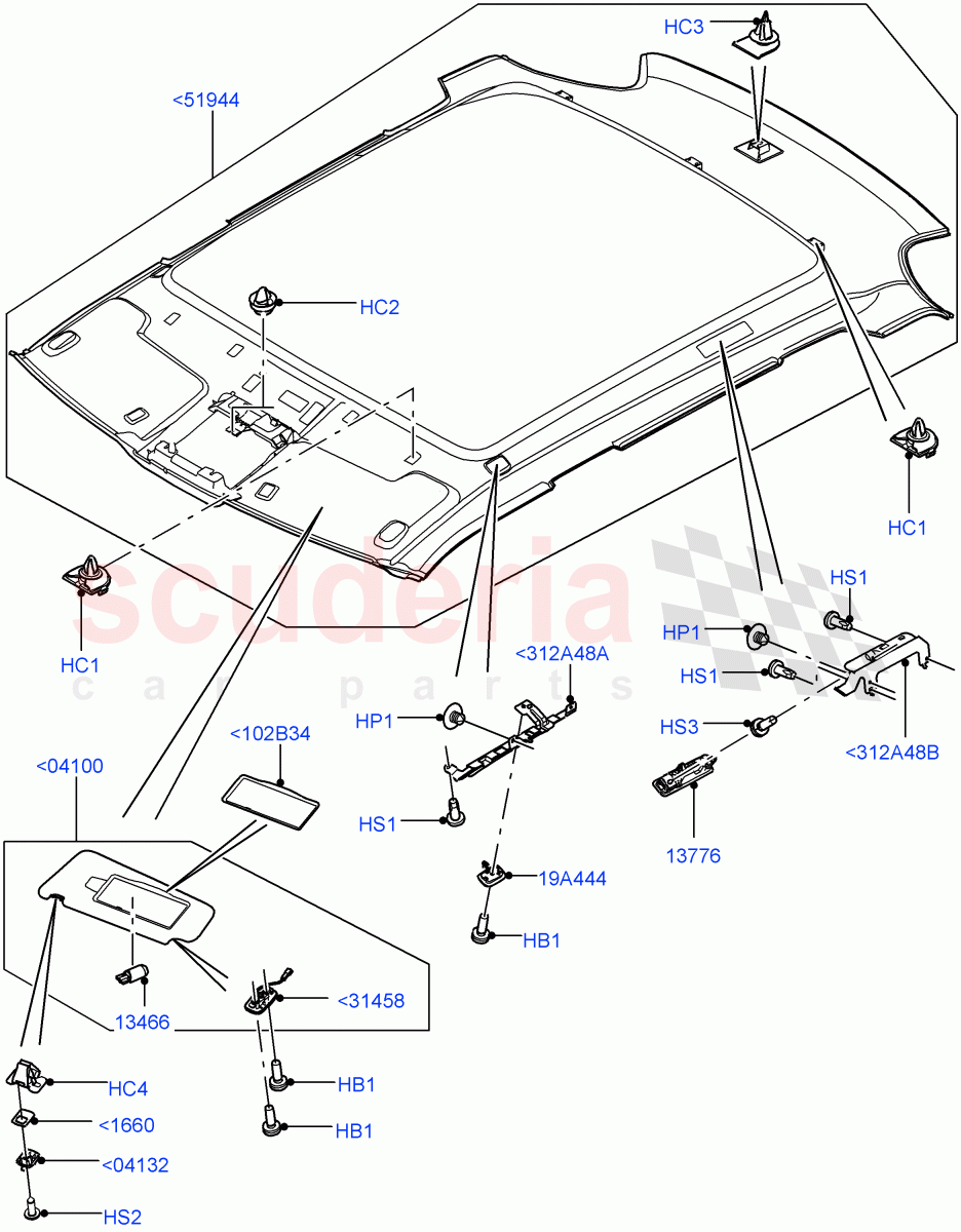 Headlining And Sun Visors (Changsu (China)) ((V) FROMEG000001) of Land Rover Land Rover Range Rover Evoque (2012-2018) [2.2 Single Turbo Diesel]