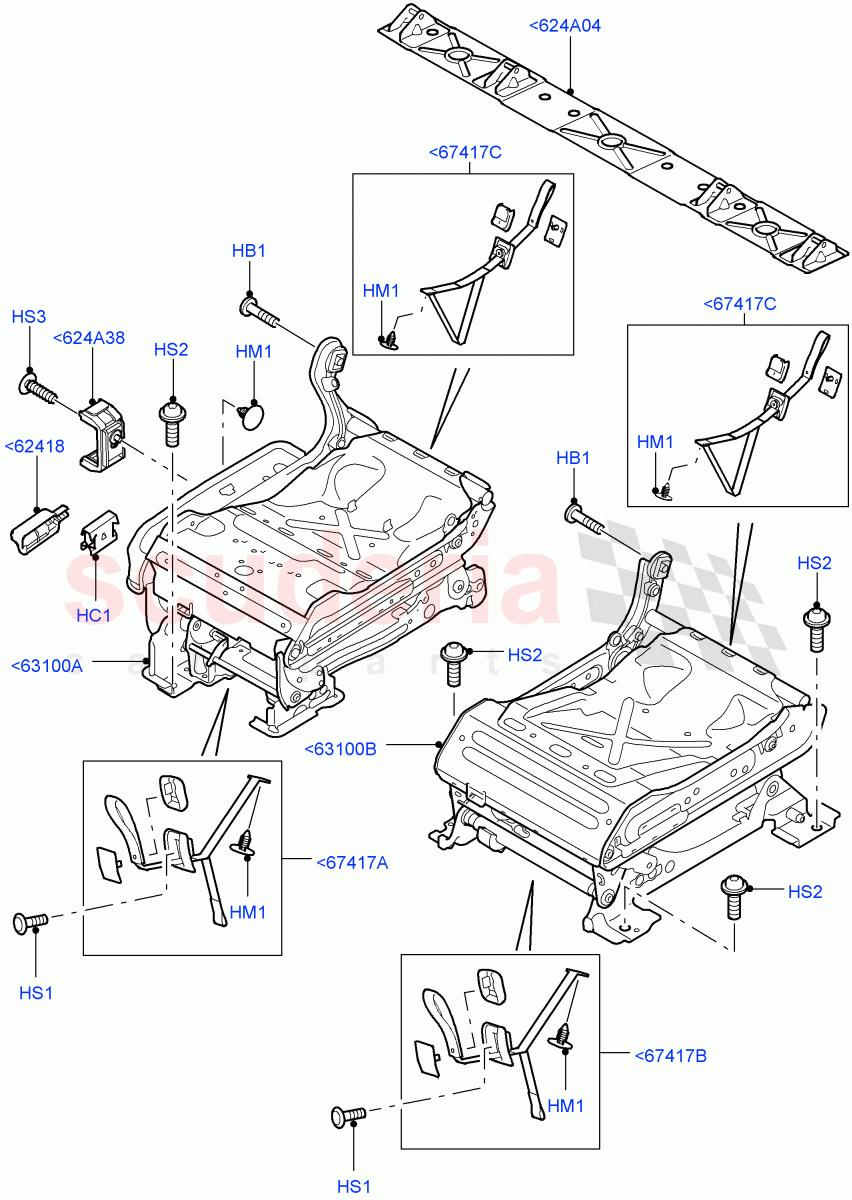Rear Seat Frame (For Seat Cushion) (With 35/30/35 Split Fold Rear Seat) ((V) FROMAA000001) of Land Rover Land Rover Discovery 4 (2010-2016) [5.0 OHC SGDI NA V8 Petrol]