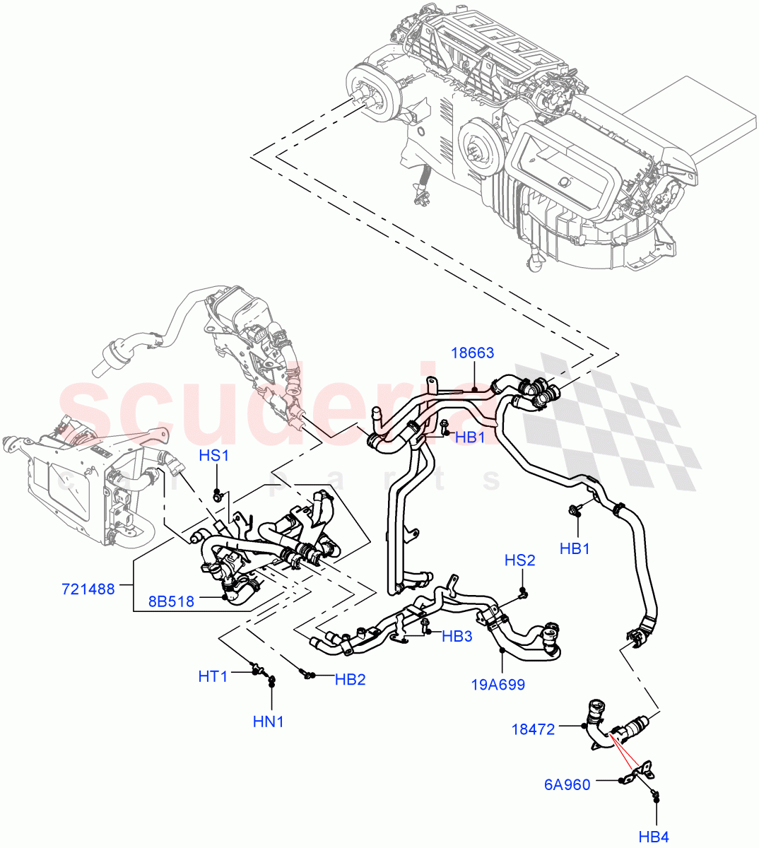 Heater Hoses (Front) (2.0L AJ200P Hi PHEV, Premium Air Con Hybrid Front/Rear) ((V) FROMJA000001, (V) TOJA999999) of Land Rover Land Rover Range Rover (2012-2021) [2.0 Turbo Petrol AJ200P]