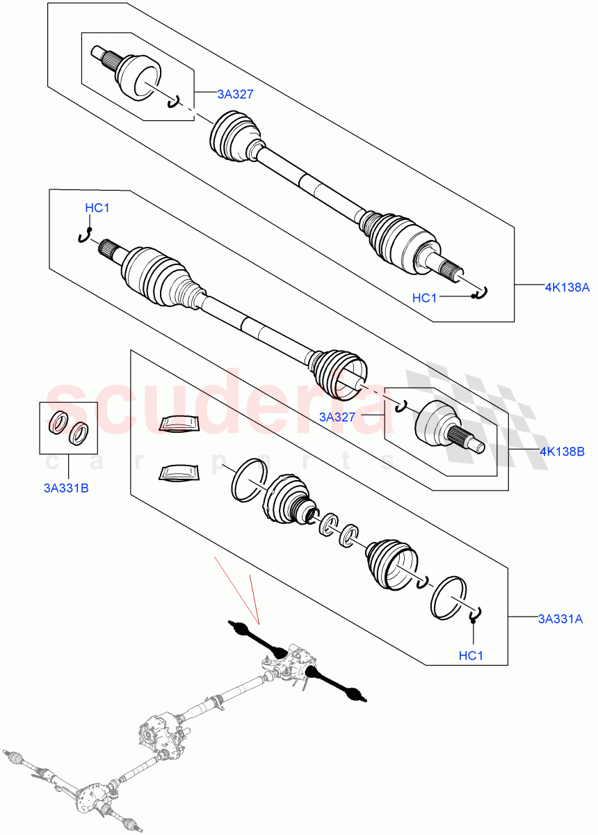 Drive Shaft - Rear Axle Drive (Driveshaft, Nitra Plant Build) ((V) FROMK2000001) of Land Rover Land Rover Discovery 5 (2017+) [3.0 Diesel 24V DOHC TC]