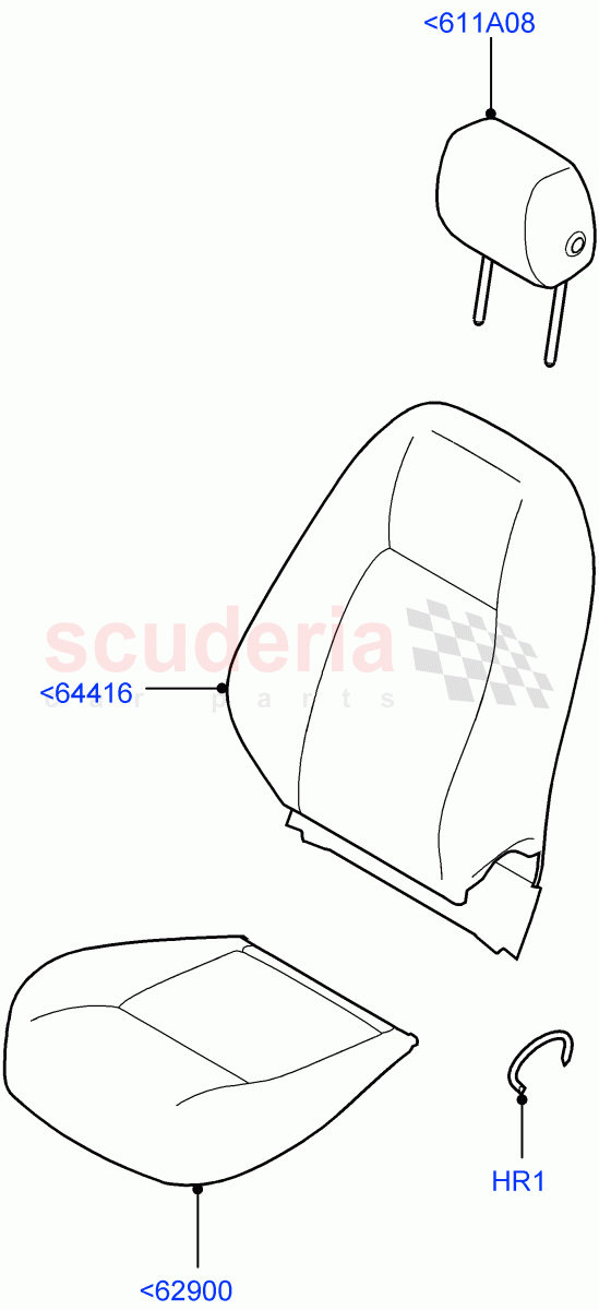 Front Seat Covers (Grained Cloth, Halewood (UK)) ((V) TOKH999999) of Land Rover Land Rover Discovery Sport (2015+) [2.0 Turbo Diesel AJ21D4]