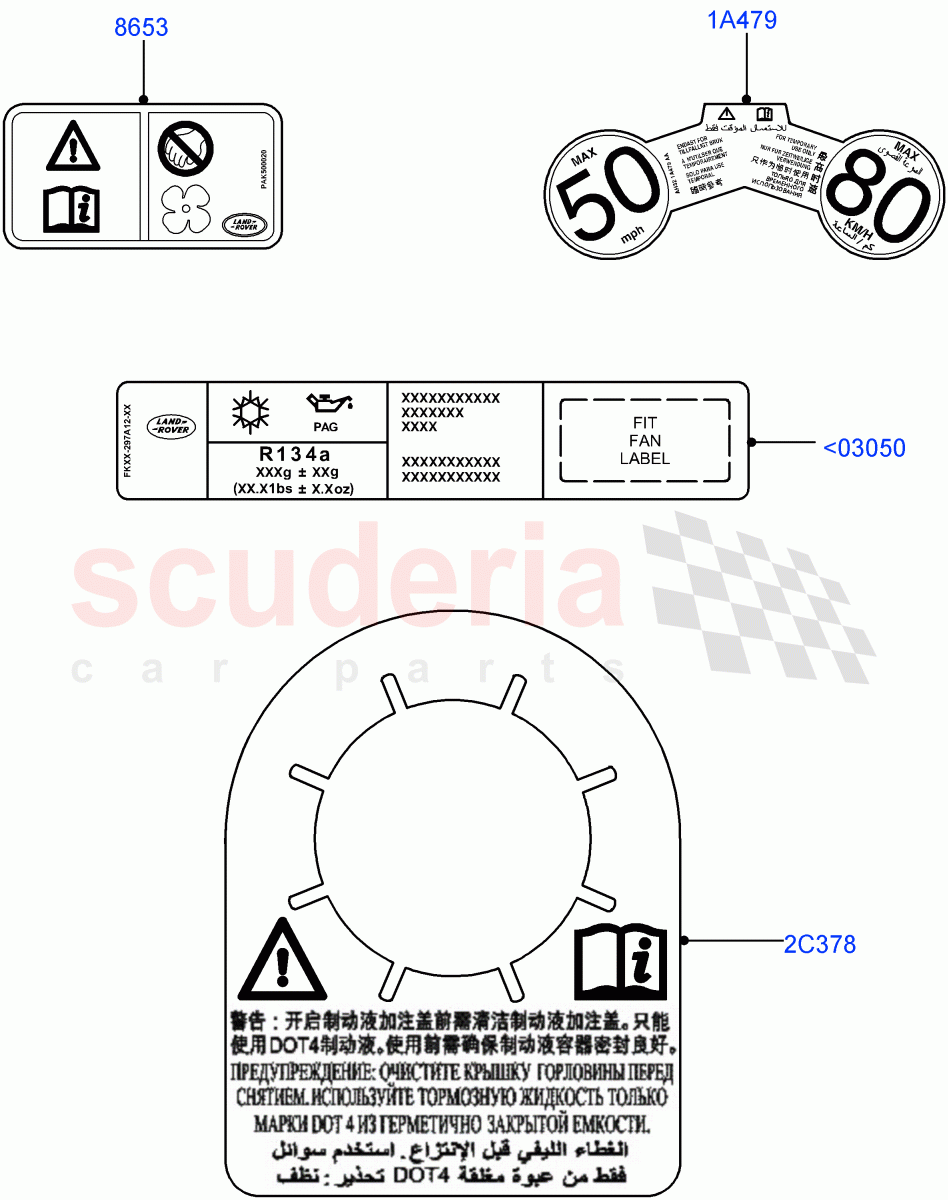 Labels (Warning Decals) (Changsu (China)) ((V) FROMEG000001) of Land Rover Land Rover Range Rover Evoque (2012-2018) [2.0 Turbo Petrol GTDI]