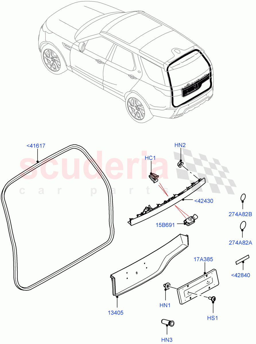Luggage Compartment Door (Solihull Plant Build, Seal, Moulding) ((V) FROMHA000001) of Land Rover Land Rover Discovery 5 (2017+) [3.0 I6 Turbo Petrol AJ20P6]
