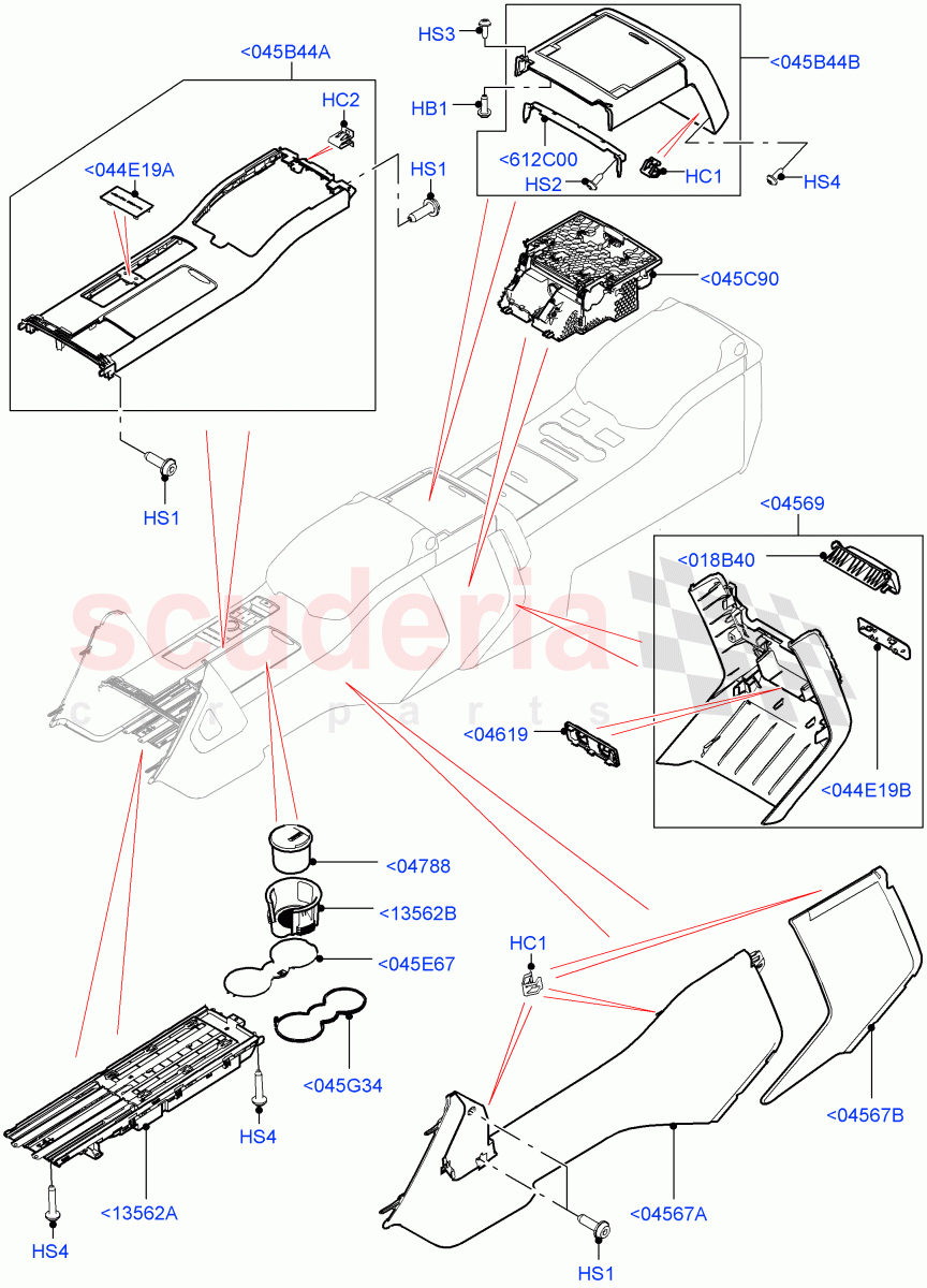 Console - Floor (Front, For Carrier Assy, External Components) (Long Wheelbase) ((V) FROMEA000001) of Land Rover Land Rover Range Rover (2012-2021) [2.0 Turbo Petrol GTDI]