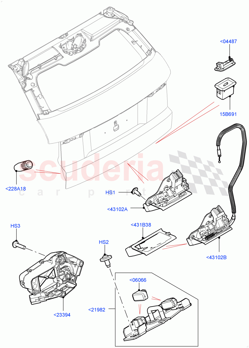 Luggage Compt/Tailgte Lock Controls (Itatiaia (Brazil)) ((V) FROMGT000001) of Land Rover Land Rover Range Rover Evoque (2012-2018) [2.0 Turbo Diesel]
