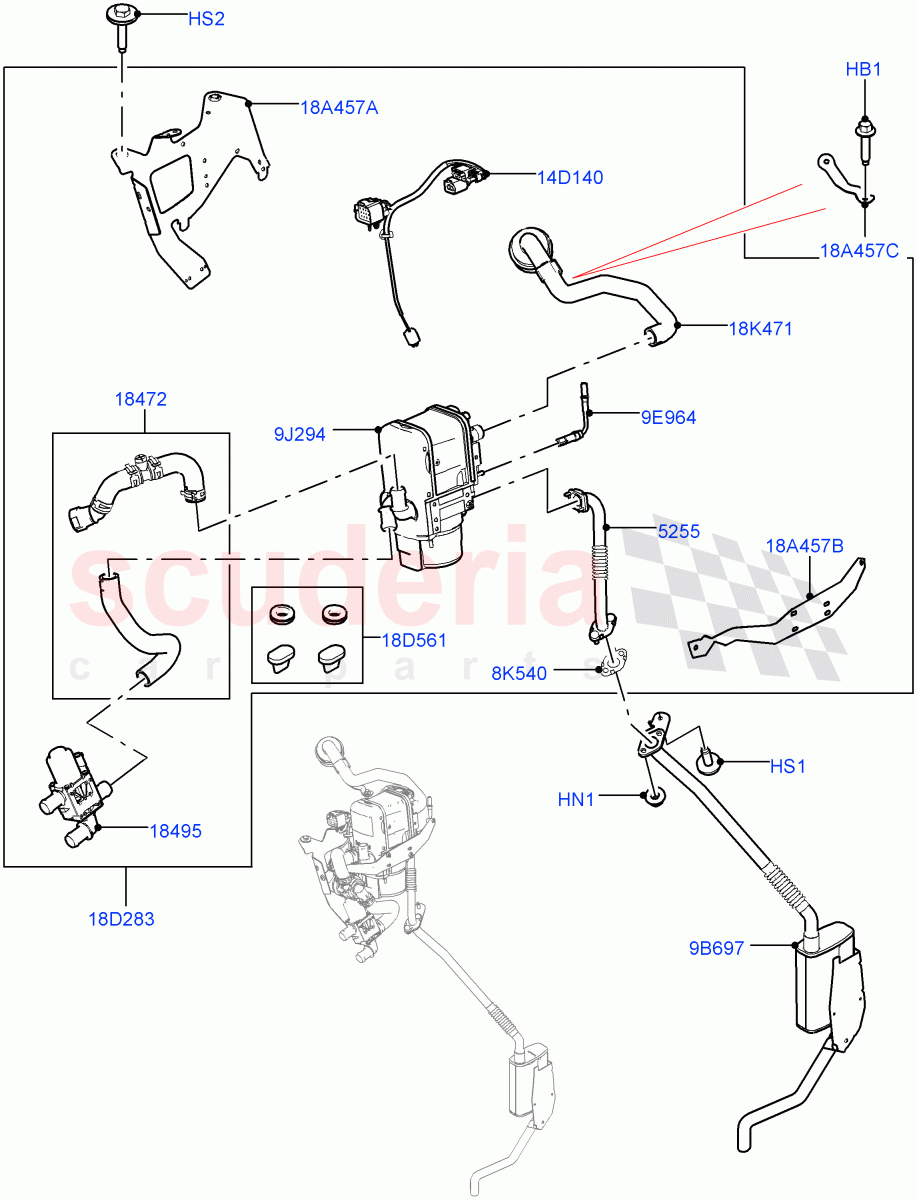 Auxiliary Fuel Fired Pre-Heater (Heater Components) (2.0L AJ200P Hi PHEV, With Fuel Fired Heater, Fuel Heater W/Pk Heat With Remote, Fuel Fired Heater With Park Heat) ((V) FROMJA000001) of Land Rover Land Rover Range Rover Sport (2014+) [5.0 OHC SGDI SC V8 Petrol]