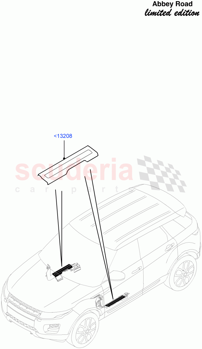 Side Trim (Abbey Road LE) (5 Door, Front Scuff Plate - Zebra Etching, Halewood (UK)) ((V) FROMFH000001) of Land Rover Land Rover Range Rover Evoque (2012-2018) [2.2 Single Turbo Diesel]