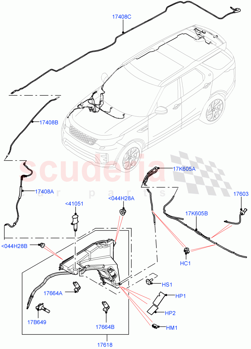 Windscreen Washer (Solihull Plant Build) ((V) FROMHA000001) of Land Rover Land Rover Discovery 5 (2017+) [3.0 I6 Turbo Petrol AJ20P6]