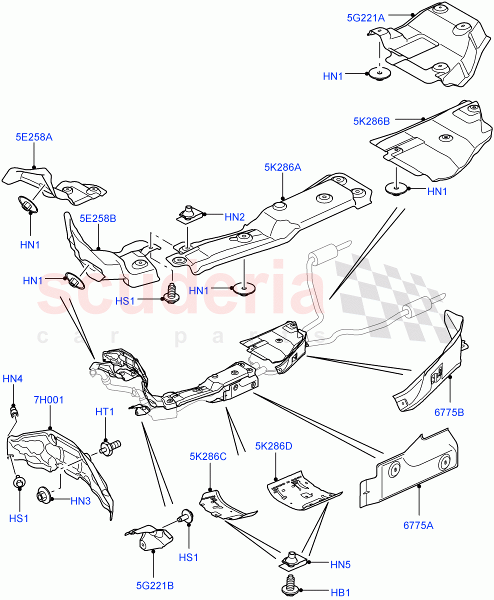 Heat Shields - Exhaust System (3.0 V6 Diesel) ((V) FROMAA000001) of Land Rover Land Rover Range Rover Sport (2010-2013) [3.0 Diesel 24V DOHC TC]
