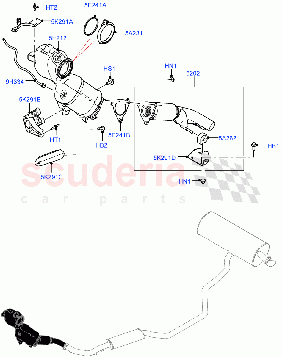 Front Exhaust System (1.5L AJ20P3 Petrol High PHEV, Changsu (China)) ((V) FROMKG446857) of Land Rover Land Rover Range Rover Evoque (2019+) [1.5 I3 Turbo Petrol AJ20P3]