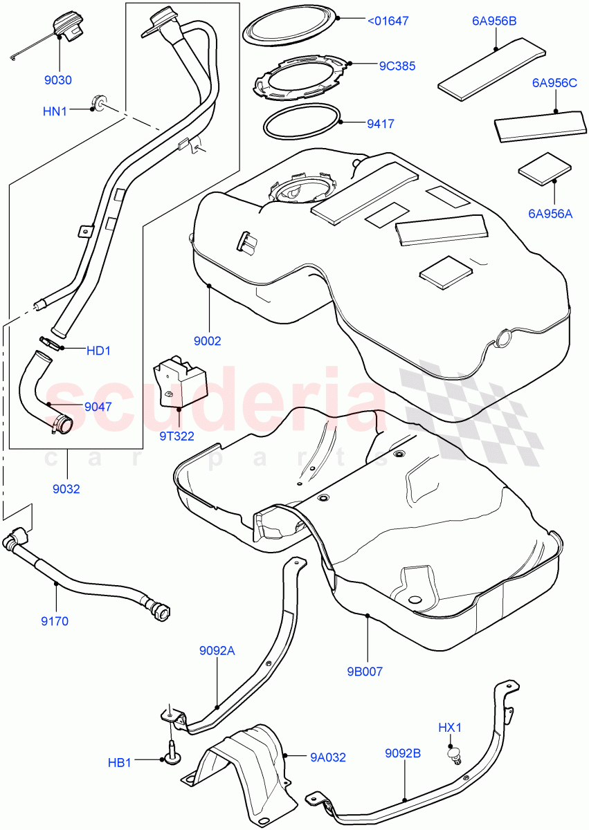 Fuel Tank & Related Parts (2.0L 16V TIVCT T/C 240PS Petrol, Itatiaia (Brazil)) ((V) FROMGT000001) of Land Rover Land Rover Discovery Sport (2015+) [2.0 Turbo Petrol GTDI]